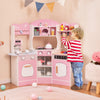 Kids Corner Wooden Play Kitchen with Coffee Machine Slide Microwave-Pink