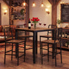 Counter Height Dining Table Set for 4 Kitchen Bar Table and Chairs Set with Faux Marble Surface-Rustic Brown