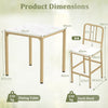 Counter Height Dining Table Set for 4 Kitchen Bar Table and Chairs Set with Faux Marble Surface-White