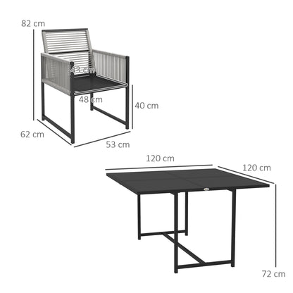 Outsunny Five-Piece Metal Dining Set in Light Grey