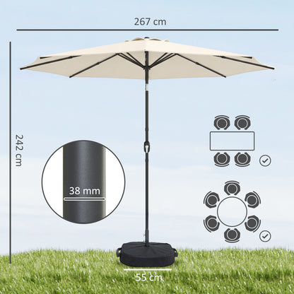 Outsunny 2.7 m Garden Parasol Umbrella in Cream White