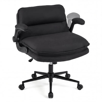 Criss Cross Chair on Wheels with Flip-up Arms Adjustable Height and Wide Backrest-Black and Grey