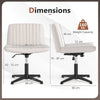 Criss Cross Chair No Wheels with Soft-Padded Wide Seat and Adjustable Height-Beige