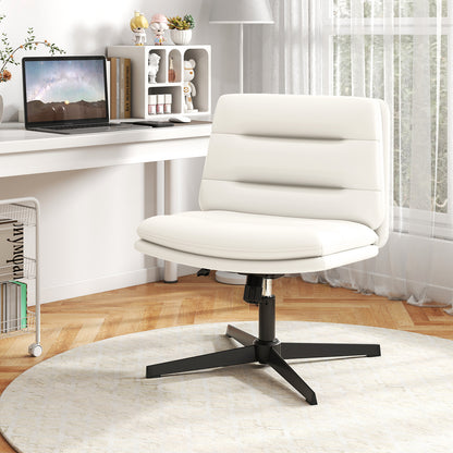 Criss Cross Legged Chair with Adjustable Height for Bedroom-Off White