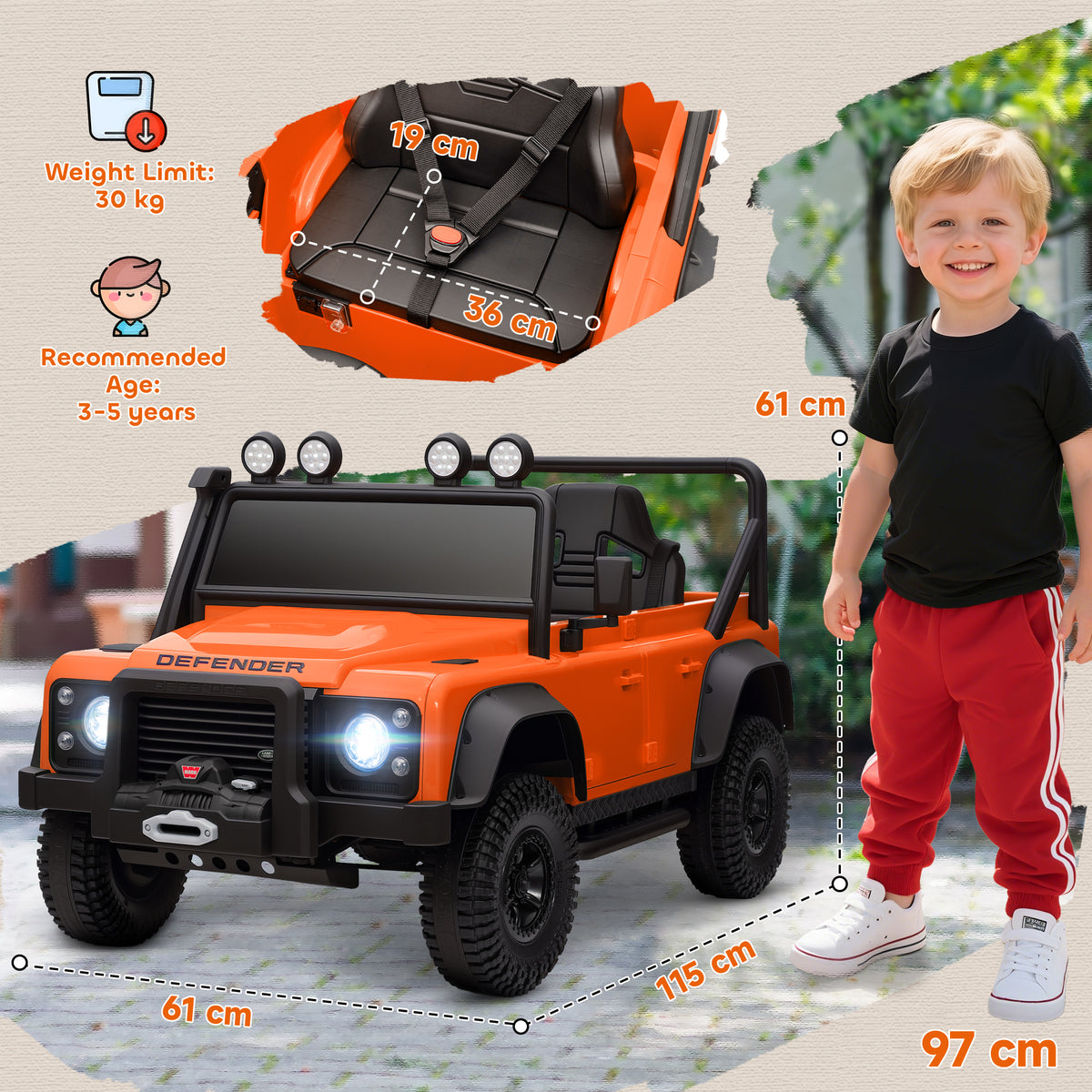 AIYAPLAY Kids Ride On Car with Remote Control in Orange