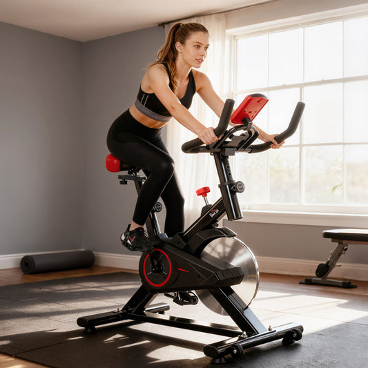HOMCOM Indoor Upright Exercise Bike Machine in Black