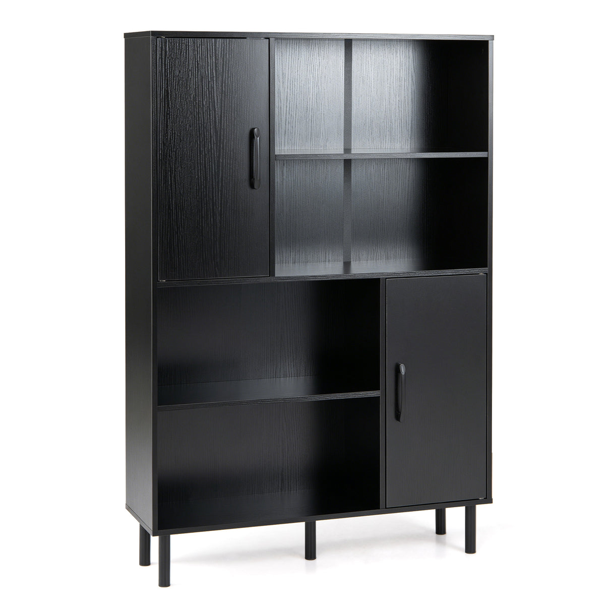 Cube Storage Cabinet with Metal Legs and Anti-topping Kits-Black