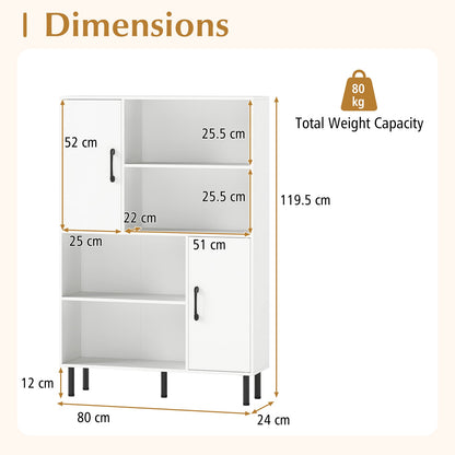 Cube Storage Cabinet with Metal Legs and Anti-topping Kits-White