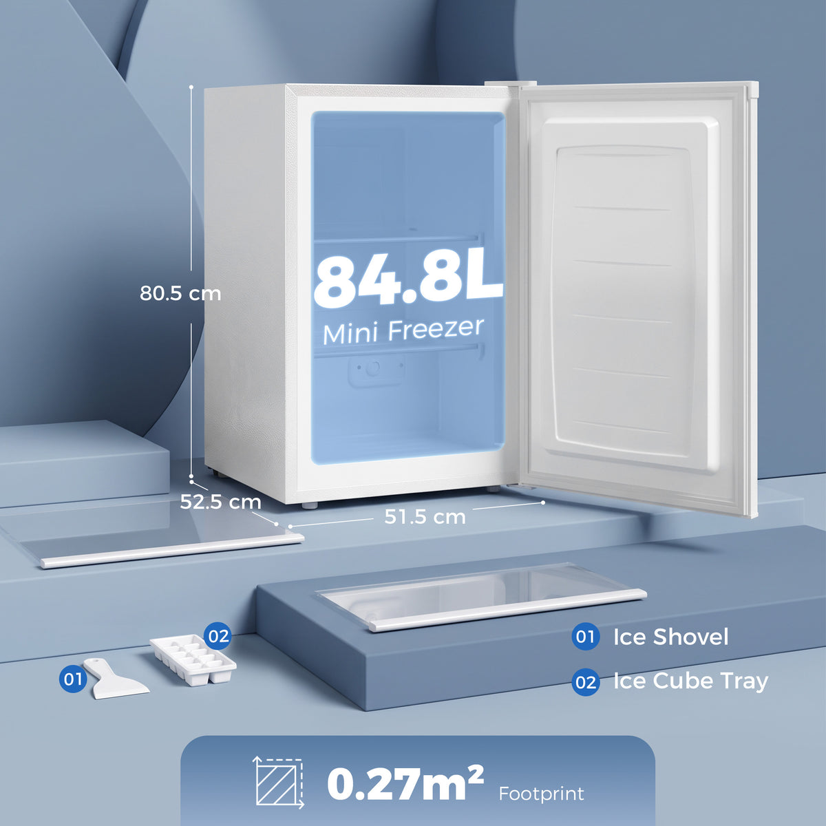 HOMCOM 85L Mini Freezer Countertop in White