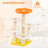 Cute Flower Cat Tree Kitty Tower with Sisal Scratching Posts-Yellow