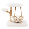 Cute Solid Wood Cat Tree Natural Branch Modern Kitten Tower-White