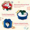 Cute Cat Tree for Indoor Cats with Flower Padded Perch and Planter Condo-Red