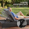 Outsunny Rattan Sun Loungers Set of 2 with Side Table, Garden Recliner Sunbeds with Adjustable Back, Cushions, Dark Grey
