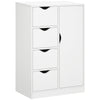 HOMCOM Bathroom Cabinet, Freestanding Storage Cabinet with 4 Drawers, Door Cupboard for Living Room, Kitchen, Bedroom, White