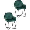 HOMCOM Velvet-Feel Plisse Back Accent Chair - Green