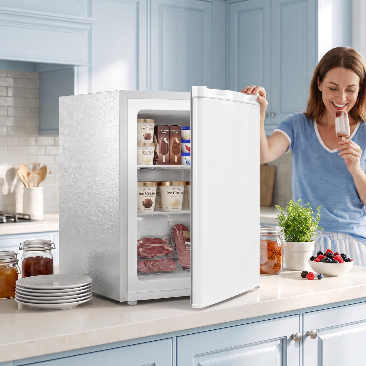 HOMCOM 60L Tabletop Mini Freezer in White