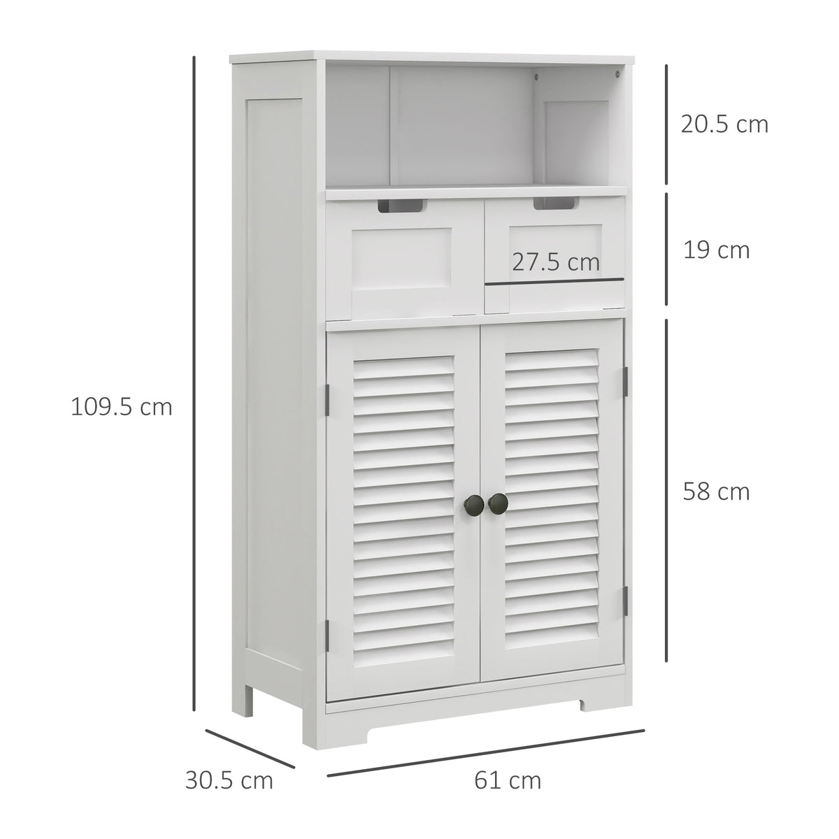 kleankin Three-Part Bathroom Storage Unit in White