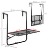 Outsunny Balcony Hanging Table, Metal Wall Mount Desk, Adjustable Folding Balcony Deck Table for Patio and Garden, Black