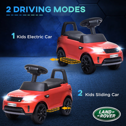 سيارة كهربائية للأطفال 2 في 1 من AIYAPLAY مرخصة من Land Rover بقوة 6 فولت، سيارة منزلقة مع مصابيح أمامية وموسيقى، للأطفال من سن 18 إلى 60 شهرًا، باللون الأحمر