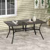 Outsunny Six-Seater Steel Garden Table, with √¢≈í‚Ç¨41mm Parasol Hole - Wood-Effect