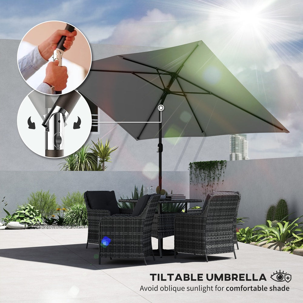 Outsunny Garden Parasol in Light Grey