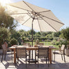 Outsunny 2.7 m Garden Parasol Umbrella with Cross Base and Sandbag, Retractable Ribs, Outdoor Table Market Umbrella, Cream White