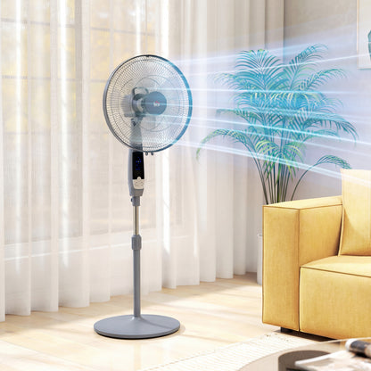 HOMCOM 16in Pedestal Standing Floor Fan in Grey
