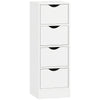 HOMCOM 4-Drawer Bathroom Cabinet, Freestanding Narrow Storage Cabinet with Groove Handles for Small Spaces, White
