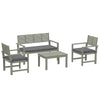 Outsunny 4 Seater Wooden Garden Furniture Set with Loveseat, Armchairs, Table, Acacia Wood Garden Sofa Set, Light Grey