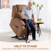 HOMCOM Power Lift Recliner Chair with Massage, Overstuffed Lift Chair for Elderly with Footrest, Remote and Side Pocket, Brown
