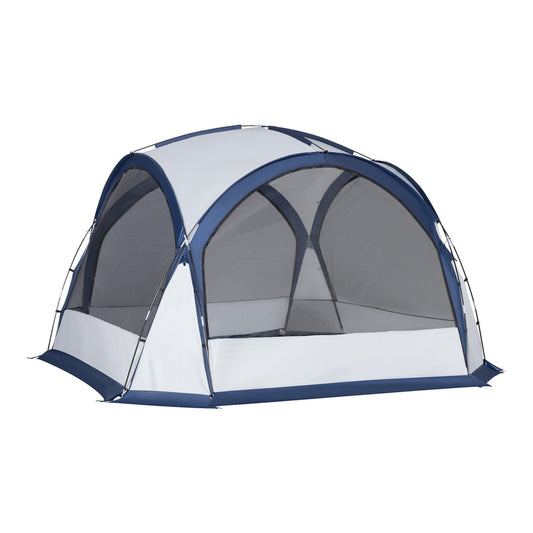 Outsunny Dome Tent for 6-8 Person in White and Blue