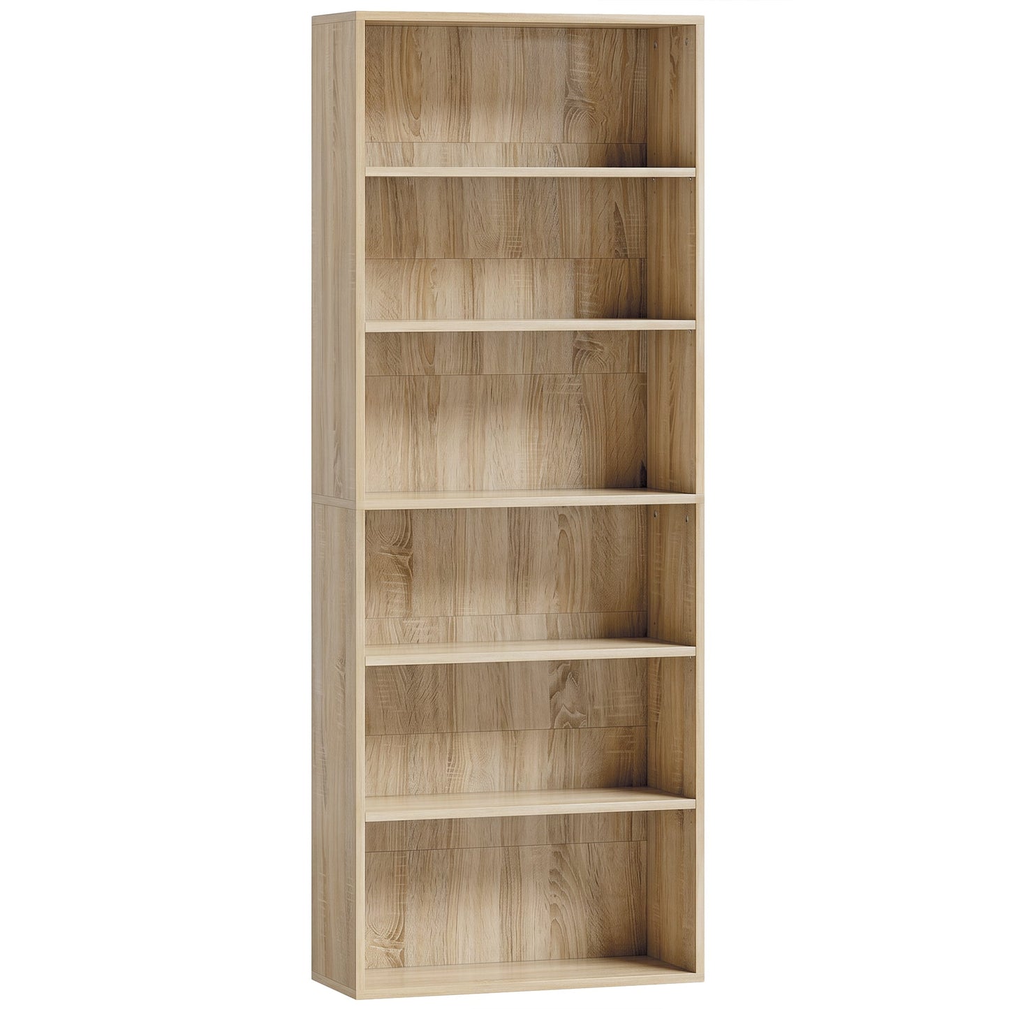 HOMCOM Six Shelf Bookcase - Oak