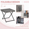 Outsunny Square PE Wicker Rattan Folding Table,Weather Resistant Wicker Weave Side Table with Steel Frame, Grey