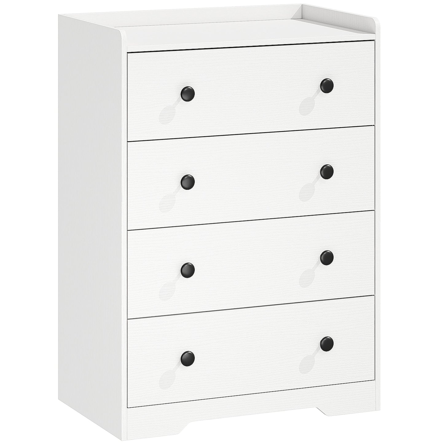 HOMCOM 4 Drawer Chest of Drawers, Modern Dresser for Bedroom, Storage Cabinet for Living Room Entryway, White Wood Effect