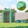 Outsunny Mini Greenhouse with Raised Garden Bed, Galvanised Walk-in Greenhouse with Roll Up Windows, 56