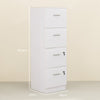 HOMCOM Four-Drawer Lockable Filing Cabinet - White Wood Effect