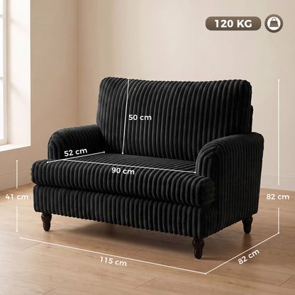 HOMCOM Corduroy Single Sofa Armchair in Black