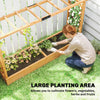 Outsunny Raised Planter with Trellis, Wooden Raised Bed for Garden with Hanging Roof and Drainage Holes, Outdoor Planter Box