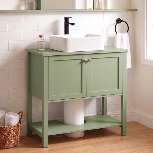 HOMCOM Under Sink Bathroom Cabinet with 2 Doors in Green
