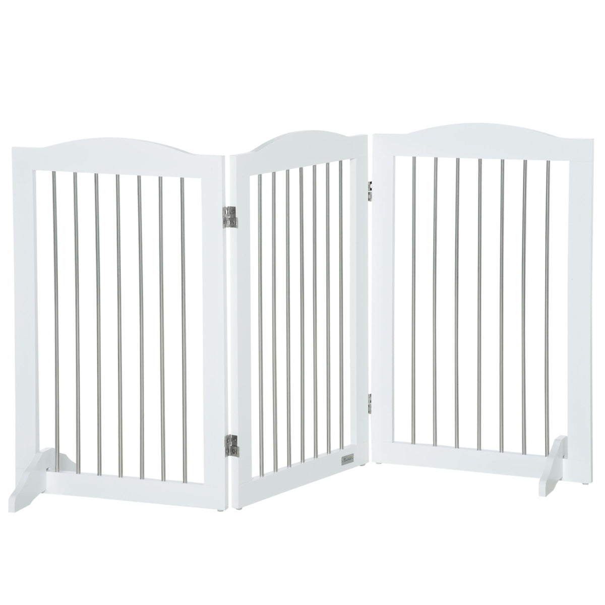 PawHut Foldable Dog Gate, Freestanding Pet Gate, with Two Support Feet, for Staircases, Hallways, Doorways - White