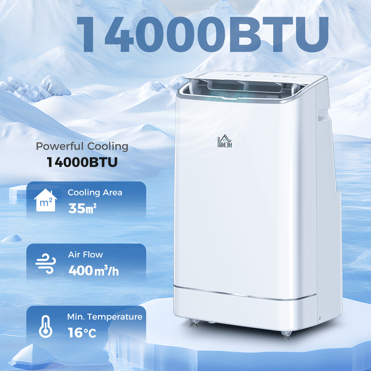 HOMCOM 14000 BTU Mobile Air Conditioner in White