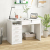 HOMCOM Computer Desk, Home Office Desk with Lockable Drawer, Storage Shelf for Study Bedroom, 110 x 50 x 76 cm, White