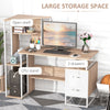 HOMCOM Computer Desk with Drawers and Bookshelf, Writing Desk for Home Office with Storage Shelves, Study Workstation, Oak