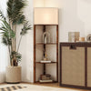 HOMCOM Corner Floor Light, with Shelves - Wood-Effect