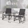 Outsunny Gliding Jack and Jill Seat, with Glass-Top Table - Black