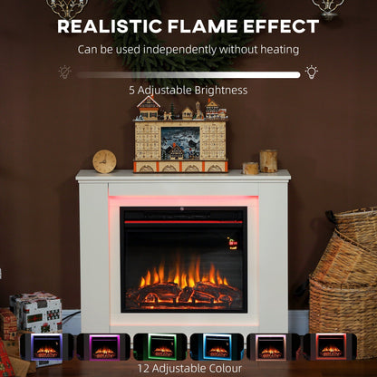 HOMCOM 2000W 6824 BTU Faux Flame Fireplace - White