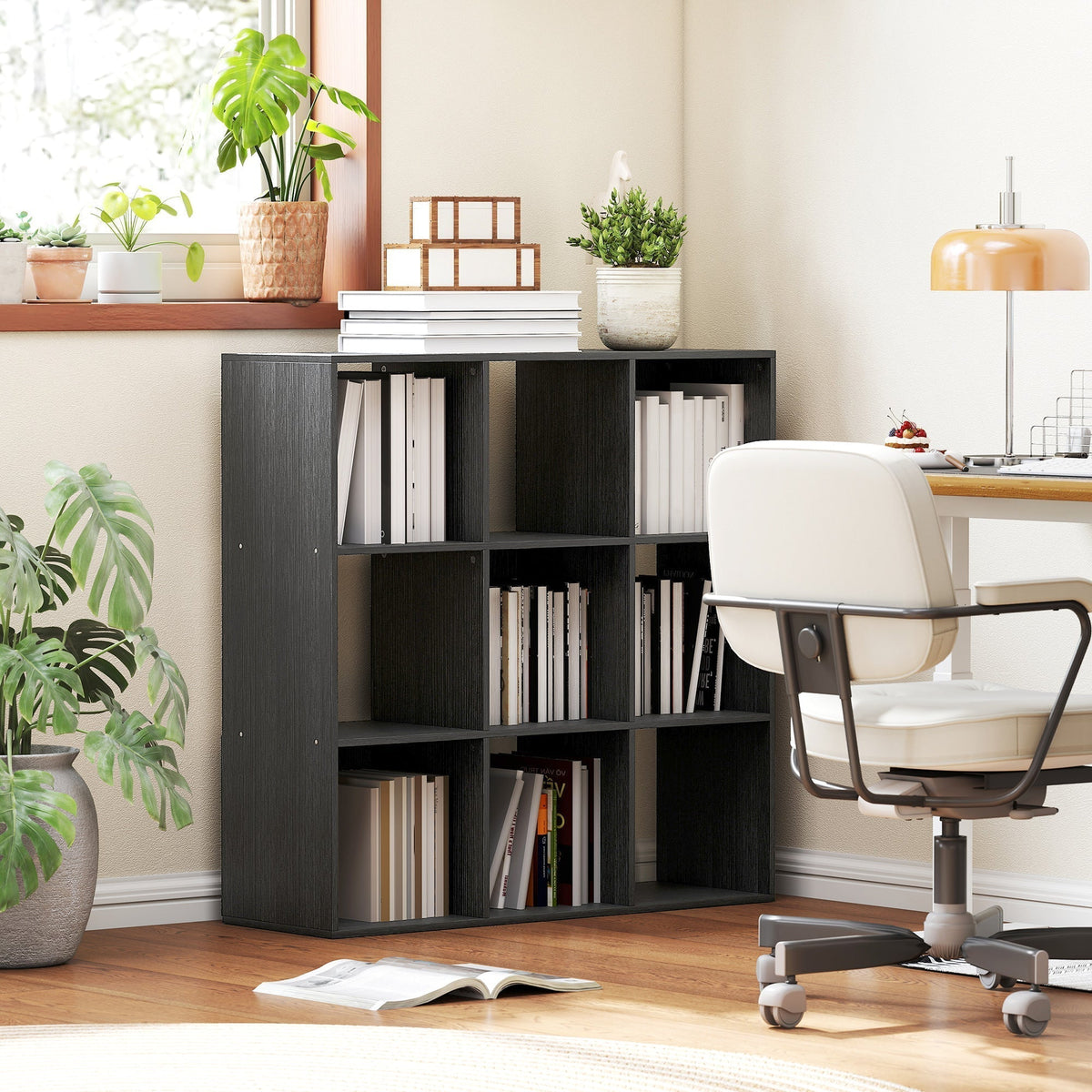 HOMCOM Nine-Cube Storage Shelf - Black