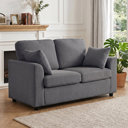 HOMCOM 2 Seater Sofa, Corduroy Small Couch with Spring Cushion, Wide and Deep Seat, Dark Grey