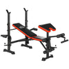 HOMCOM Adjustable Weight Bench with Leg Extension, Barbell Rack, Preacher Curl Pad, Butterfly, Multi-Function Home Gym Bench for Strength Training, Red