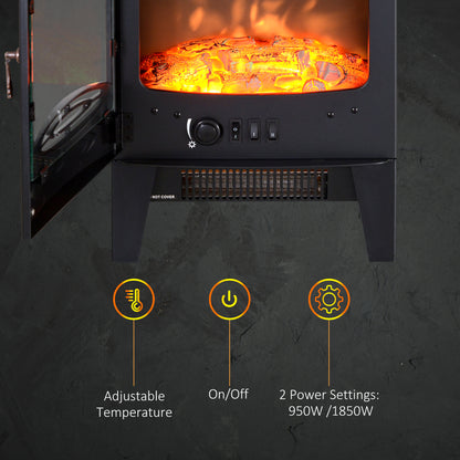 HOMCOM Electric Fireplace Stove in Black